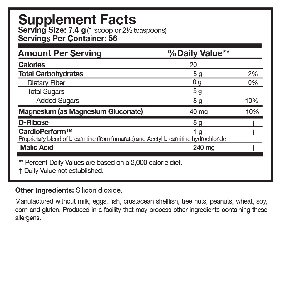 RibosCardio Supplement Facts Label