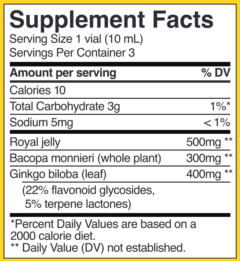 Royal Jelly Brain Fuel (Beekeeper's Naturals) 3pack supplement fact