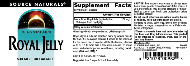 buy royal jelly 500 mg source naturals