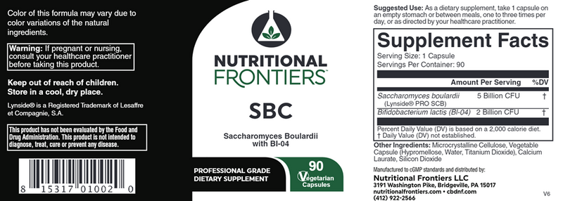 SBC Nutritional Frontiers Label