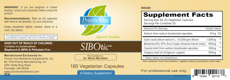 SIBOtic (Priority One Vitamins) label