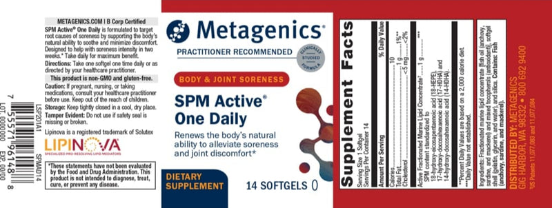spm active one daily (metagenics) label