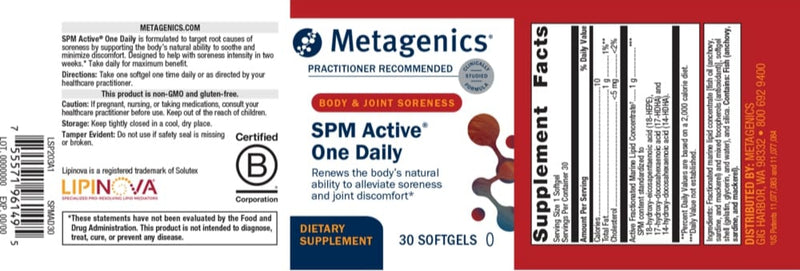spm active one daily (metagenics) label