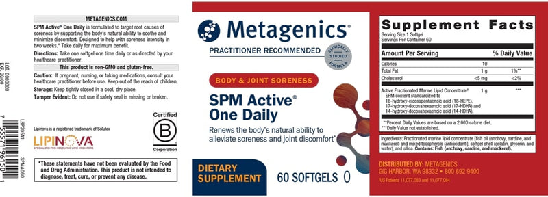 spm active one daily (metagenics) label