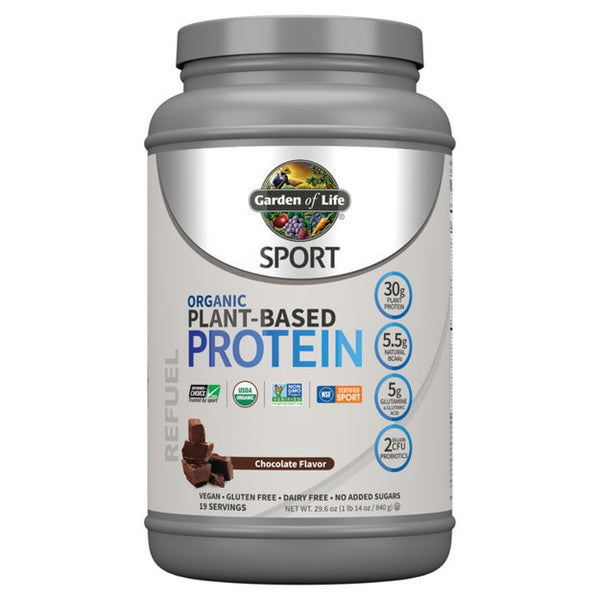 sport organic plant-based protein chocolate (garden of life)