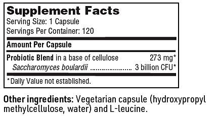 Saccharomyces Boulardii Probiotic (Klaire Labs) 120ct Supplement Facts