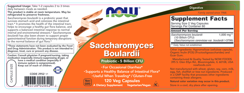 Saccharomyces Boulardii (NOW) Label