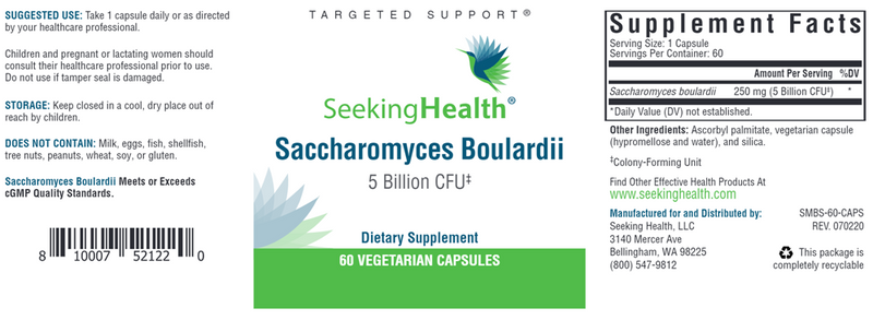 Saccharomyces Boulardii Seeking Health Label