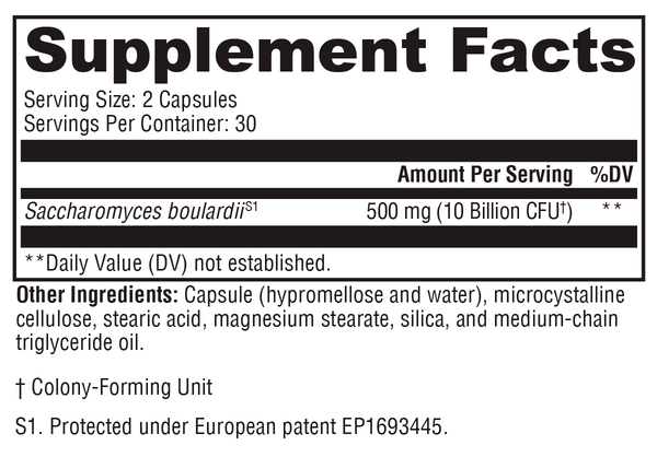 Saccharomycin® DF Supplement Facts Label