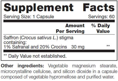 Saffron SAP (NFH Nutritional Fundamentals) supplement facts