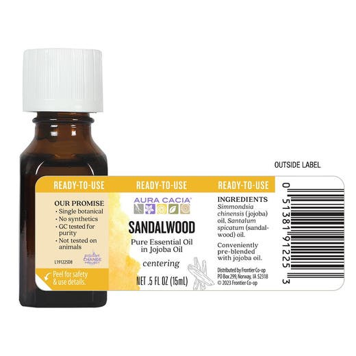 Sandalwood in Jojoba Supplement Facts Label