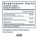 saw palmetto pygeum nettle root vital nutrients supplement facts