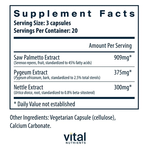 Saw Palmetto, Pygeum, Nettle Root Vital Nutrients supplements