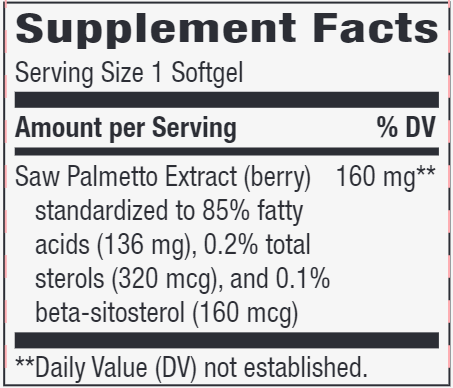 Saw Palmetto (Std) 60 softgels (Nature's Way) supplement facts