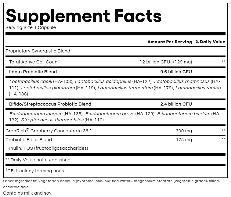 ultimate probiotic women's natural factors supplement facts