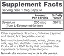 selenium 200 mcg (protocol for life balance) supplement facts