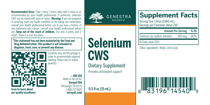 Selenium CWS label Genestra
