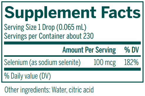 Selenium CWS supplement facts Genestra