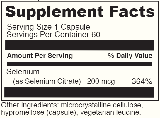 Selenium Citrate (DaVinci Labs) supplement facts