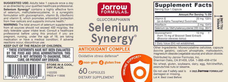 Selenium Synergy Jarrow Formulas label