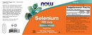 selenium (yeast free) 200 mcg (now foods) label