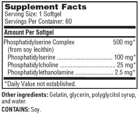 SeraBella Plus (Phosphatidyl Serine) (Klaire Labs) Supplement Facts