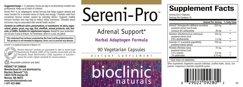 Sereni-Pro (Bioclinic Naturals) Label