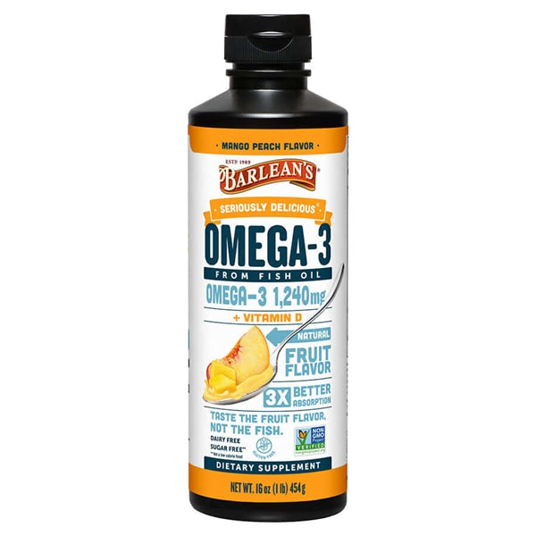 seriously delicious omega-3 mango peach smoothie (barlean's)