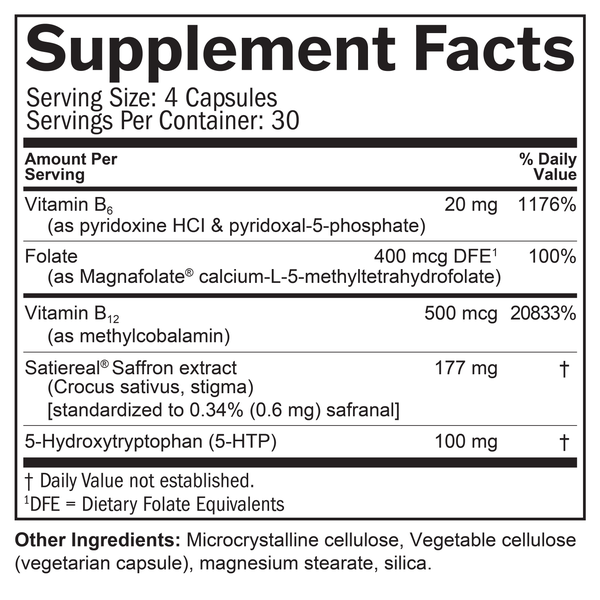 Serotonin Mood Support Supplement Facts Label