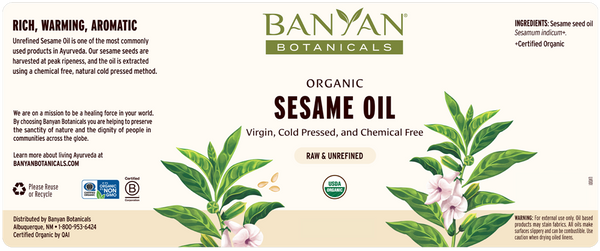 Sesame Oil Supplement Facts Label