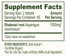 shatavari tablets banyan botanicals supplement facts