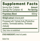 shilajit banyan botanicals supplement facts