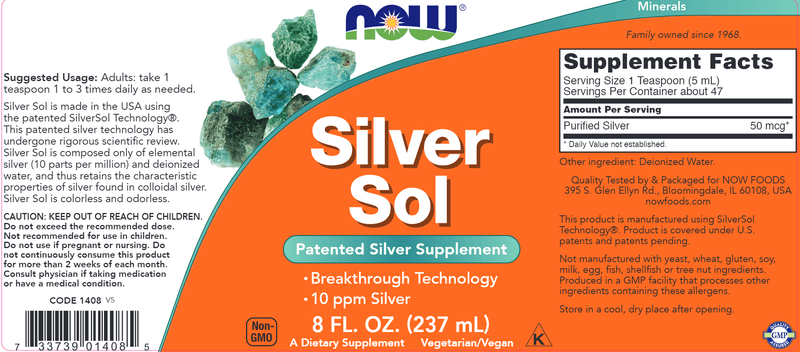Silver Sol - 8 fl. oz. (NOW) Label