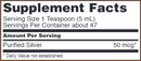silver sol (now foods) supplement facts