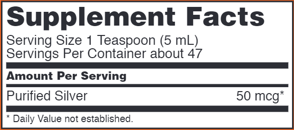 silver sol (now foods) supplement facts