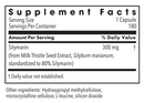 silymarin 300 mg (metabolic maintenance) supplement facts