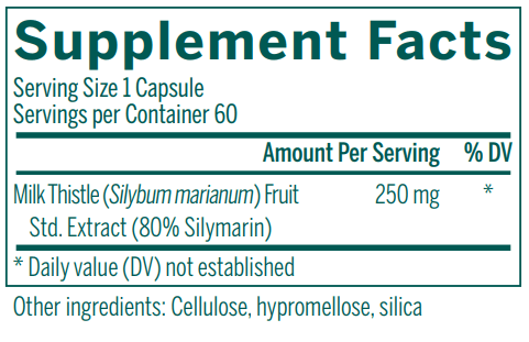 Silymarin supplement facts Genestra