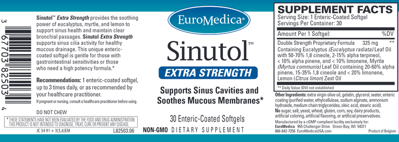 Sinutol Extra Strength (Euromedica) Label