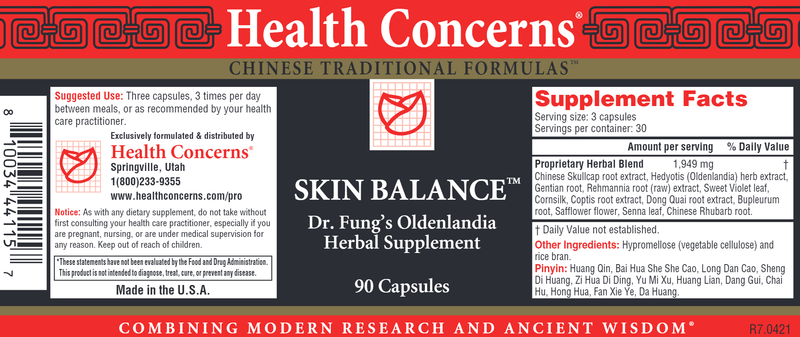 skin balance health concerns label