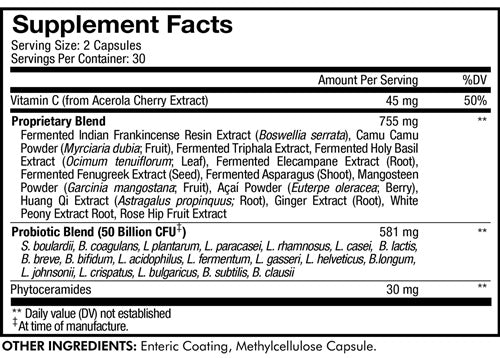 Skin Probiotic Supplement Facts Label