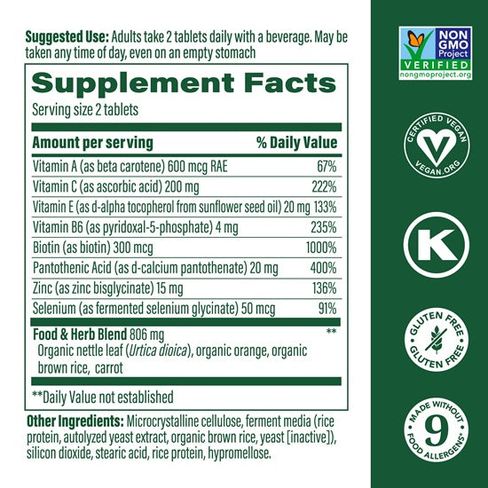 skin nails & hair 2 (megafood) supplement facts