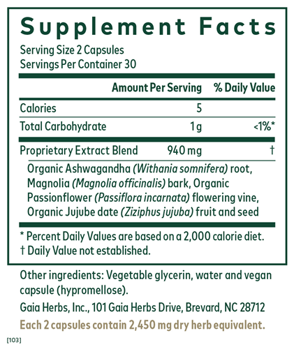 sleep maintenance gaia herbs pro supplement facts