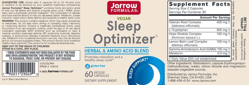 Sleep Optimizer Jarrow Formulas label