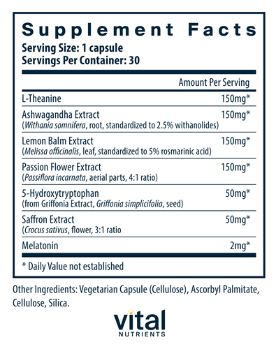 sleep + recover vital nutrients supplement facts