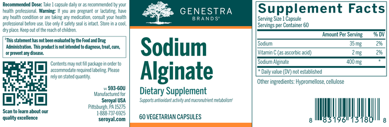 Sodium Alginate label Genestra