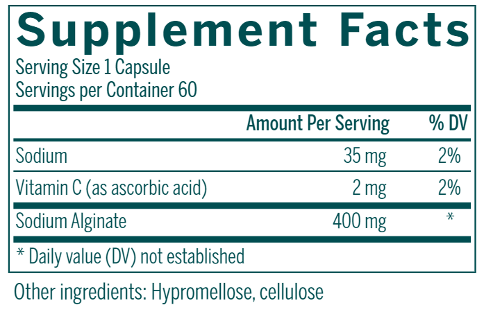 Sodium Alginate supplement facts Genestra