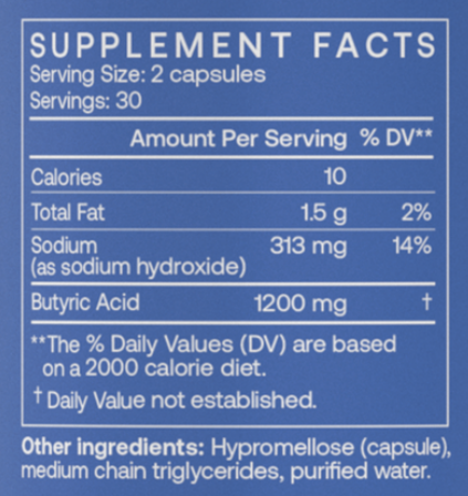sodium butyrate bodybio supplement facts