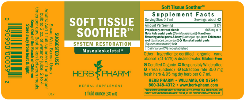 Soft Tissue Soother (Herb Pharm) label