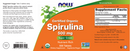 spirulina 500 mg (now foods) label