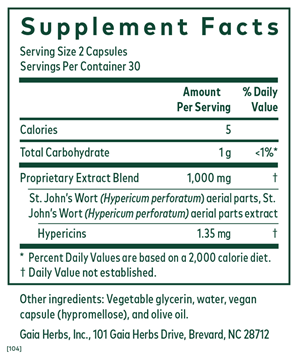 St. John's Wort (Gaia Herbs Professional Solutions) supplement facts